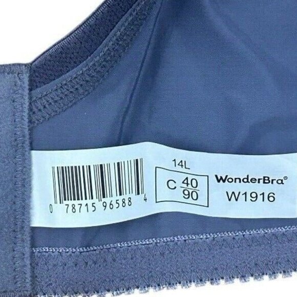 Wonderbra Plus Charcoal Printed With Black Lace Full Support Underwire Bra 40C - Picture 10 of 14